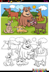 dogs animal characters group color book page