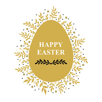 Vector illustrations of Easter decorative eggs icon with branches