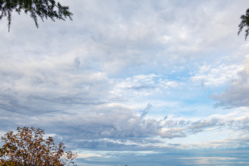 shoreline on bainbridge island with glow from the setting sun
