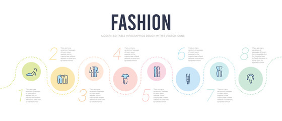 fashion concept infographic design template. included pirate scarf, hell, tights, leg warmer, style, lab coat icons