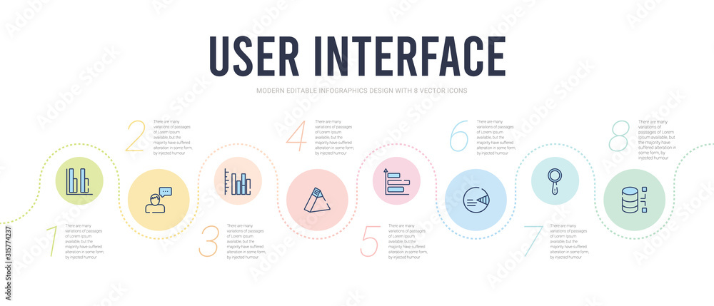 Poster user interface concept infographic design template. included data analytics cylinder, magnifier tool