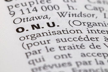 Fototapeta premium Définition du mot ONU dans le dictionnaire français