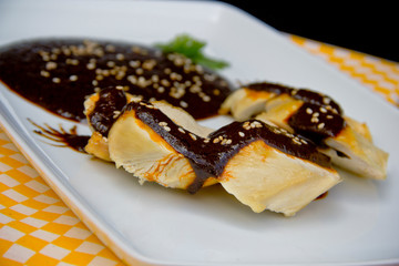 Chicken breast and mole sauce