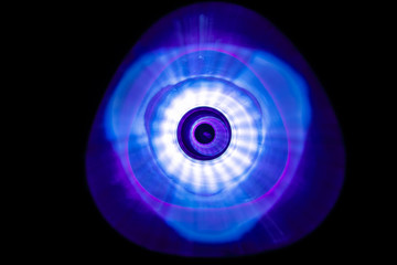 Sound waves in the dark in violet color