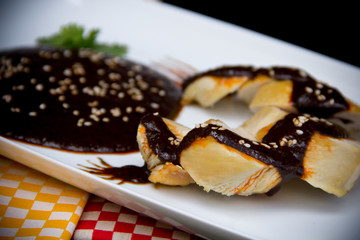 Chicken breast and mole sauce