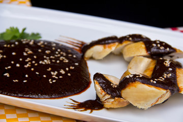 Chicken breast and mole sauce