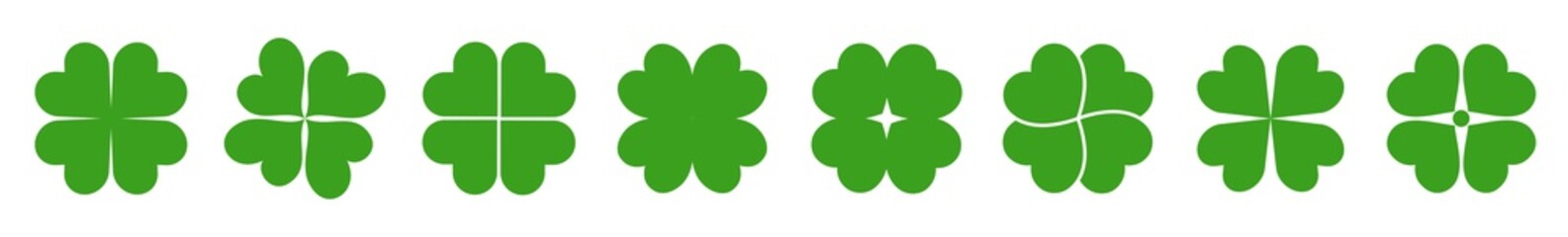 Shamrock Icon Green | Shamrocks | Four Leaf Clover | Irish Symbol | St Patrick's Day Logo | Luck Sign | Isolated | Variations