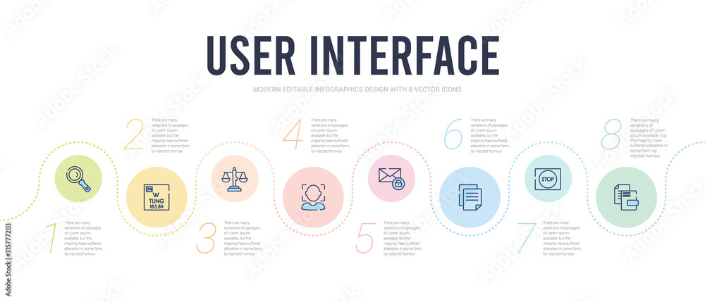 Poster user interface concept infographic design template. included multiple file, square stop button, blan