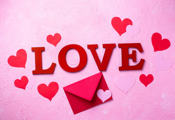 Valentines Day background with letters LOVE