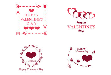 Wedding And Happy Valentine's Day Logo - Isolated On White Background - Vector. Valentine's Day Logo Collection For Love Icon, Heart Design And Wedding Logo.  Modern Happy Valentine's Day Text