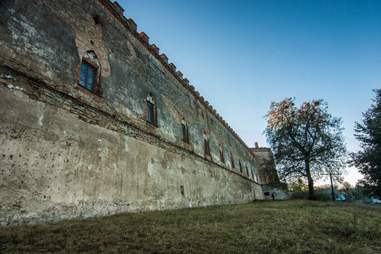 Medzhybizh castle with sunset rays  in Khmelnytskyi Oblast, Ukraine