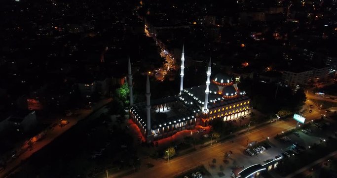 night view of mosque in bursa