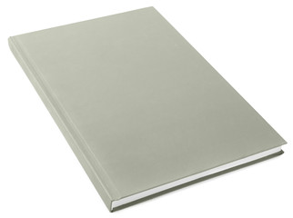 Stylish grey hardcover notebook isolated on white