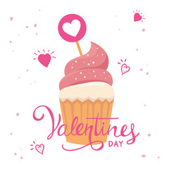 happy valentines day with cupcake and decoration