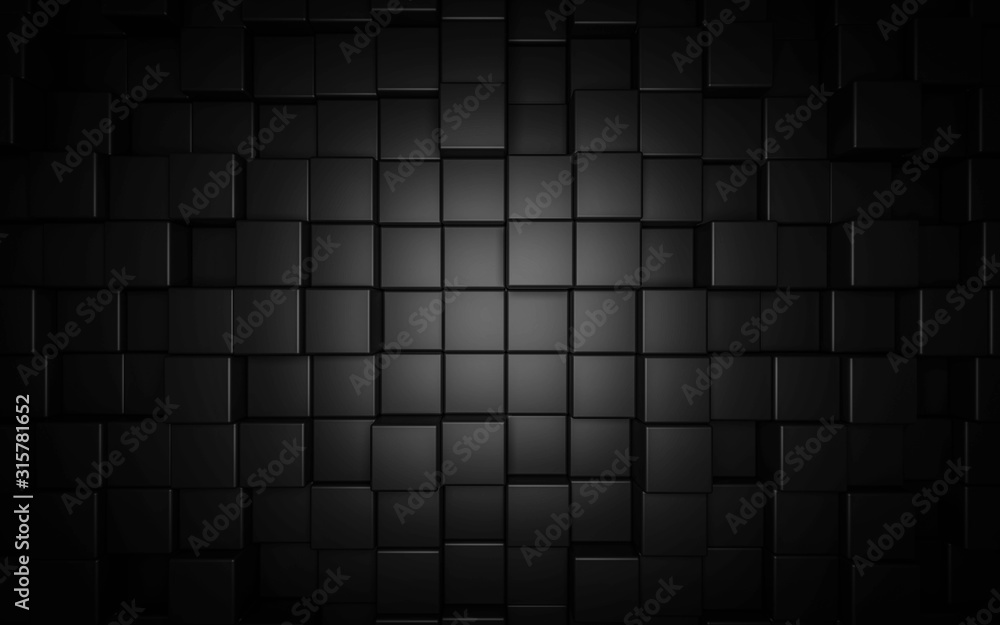 Poster black cube abstract texture with low key lighting background 3d illustration render