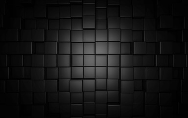 Black cube abstract texture with low key lighting background 3d illustration render