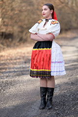 Slovakian folklore Traditional woman costume. 