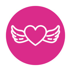 heart with wings on pink background