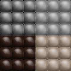 Colorful shiny buttoned leather sofa or chair upholstery symmetry pattern texture. Brown, black and gray. Luxury vector background.