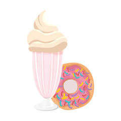 sweet donut with milkshake icons