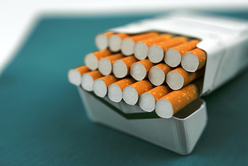  cigarettes with tobacco close-up.