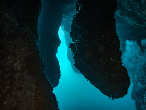 Stalactites in the Great Blue Hole in Belize