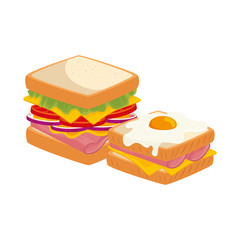 delicious sandwiches with egg fried isolated icon