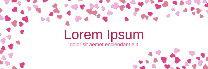 Valentine's Day white vector banner with colorful hearts