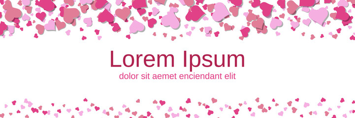 Valentine's Day white vector banner with colorful hearts