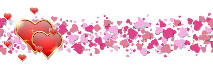 Valentine's Day white vector banner with colorful hearts