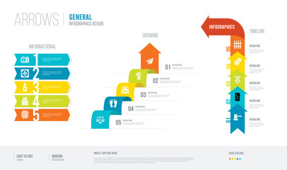 arrows style infogaphics design from general concept. infographic vector illustration