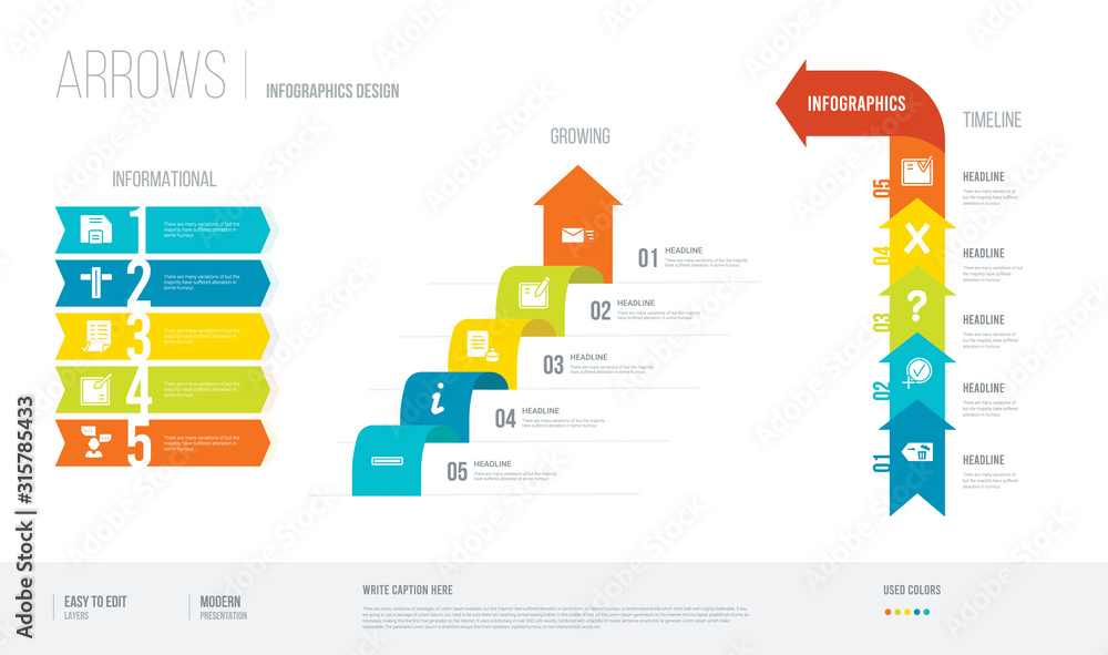 Poster arrows style infogaphics design from ui concept. infographic vector illustration