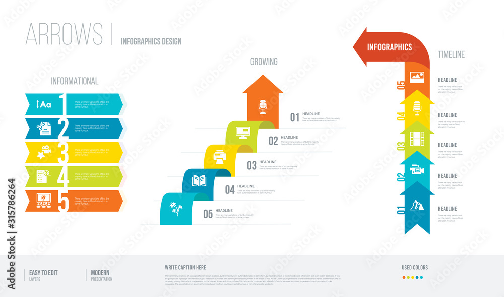 Poster arrows style infogaphics design from ui concept. infographic vector illustration