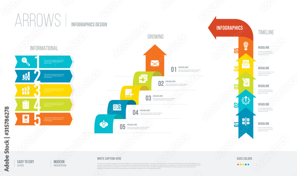 Poster arrows style infogaphics design from ui concept. infographic vector illustration