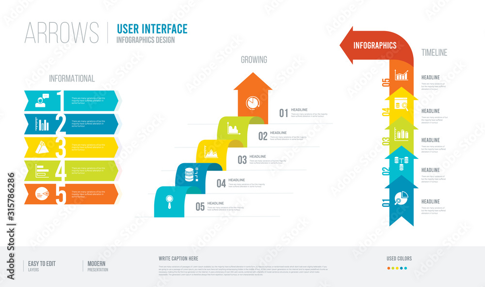 Aufkleber arrows style infogaphics design from user interface concept. infographic vector illustration