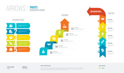 arrows style infogaphics design from fruits concept. infographic vector illustration