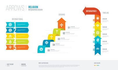 arrows style infogaphics design from religion concept. infographic vector illustration