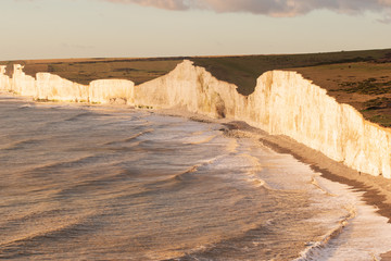 Seven Sisters Sea Cliffs at sunset