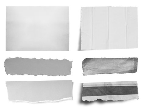 Set of torn paper on white background