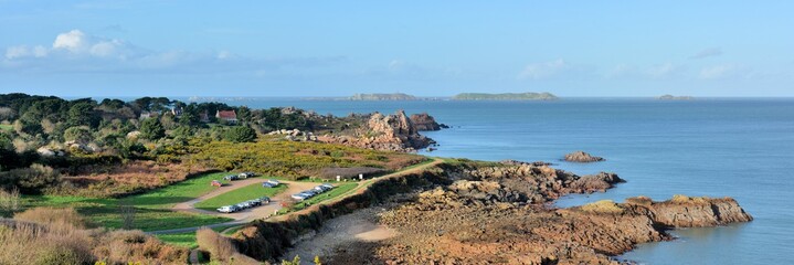 The pink granite coast of Ploumanach in Brittany. France