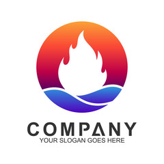 fire logo design in circle shape, abstract fire vector
