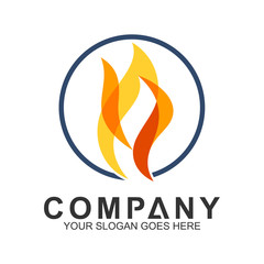 fire logo design in circle shape, abstract fire vector