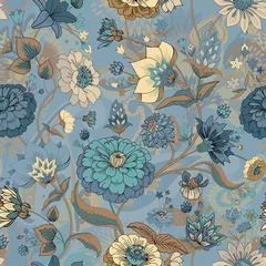 Behangcirkel Floral seamless original pattern in vintage paisley style © alfaolga