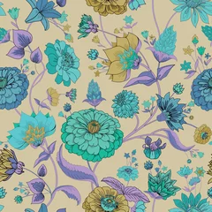 Keuken foto achterwand Beige Naadloos origineel bloemenpatroon in vintage paisley-stijl