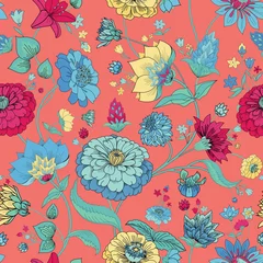 Gordijnen Bloemendesign Floral seamless original pattern in vintage paisley style  © alfaolga