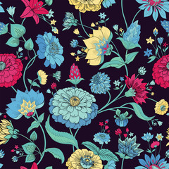 Floral seamless original pattern in vintage paisley style