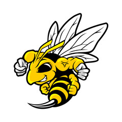 Hornet Bee Mascot Logo Vector