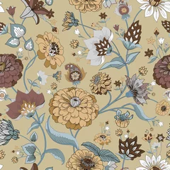 Papier peint Beige Motif floral original sans couture dans un style cachemire vintage