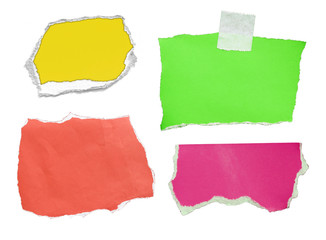 Set of torn paper on white background