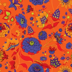 Gordijnen Floral seamless original pattern in vintage paisley style © alfaolga
